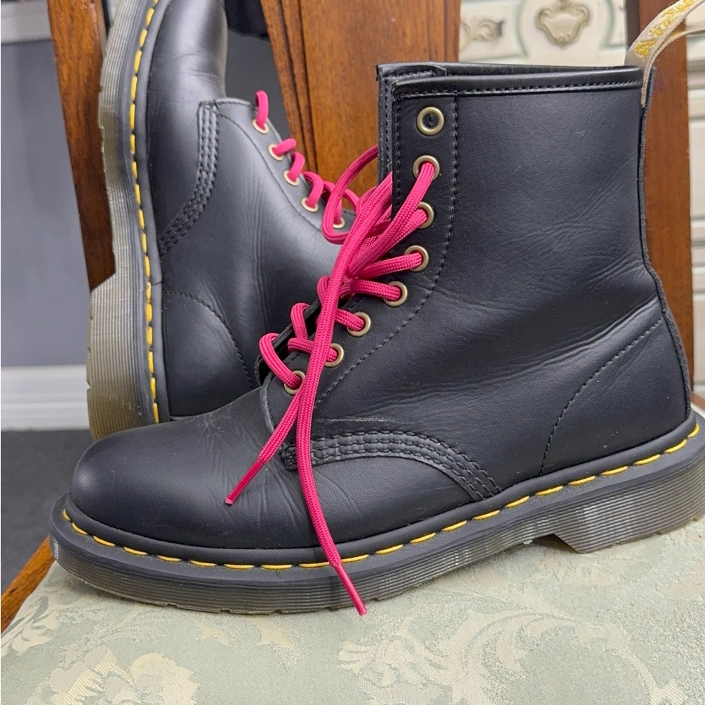 Dr. Martens Black Boots with Pink Laces